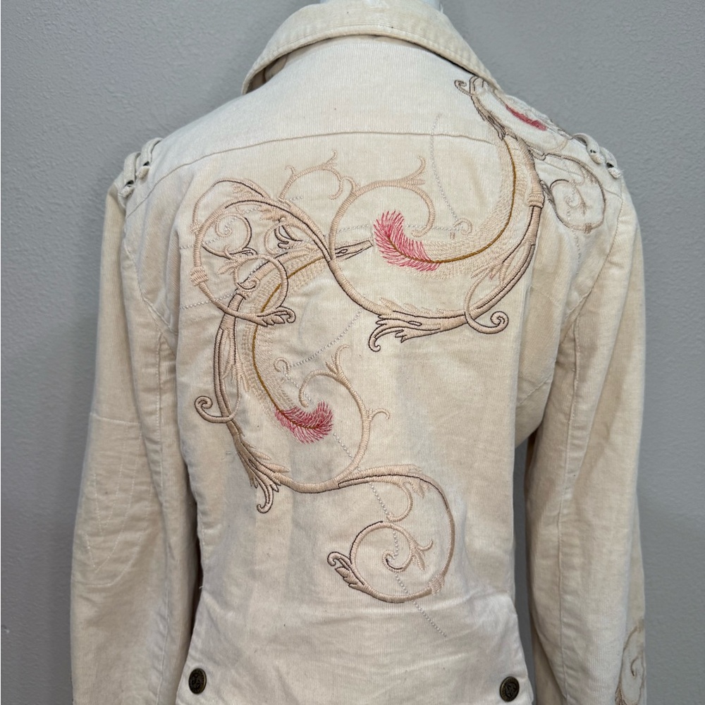 Johnny Was Butterfly Embroidered Cream Jacket - Picture 3 of 3